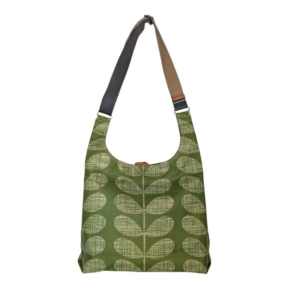 Orla Kiely Coated Canvas Midi Crossbody Shoulder Hobo Bag Green Multi Stem - Picture 2 of 12